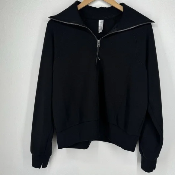 SPANX Air Essentials Quarter Zip Pullover Sweatshirt Black Size Medium - Picture 2 of 8